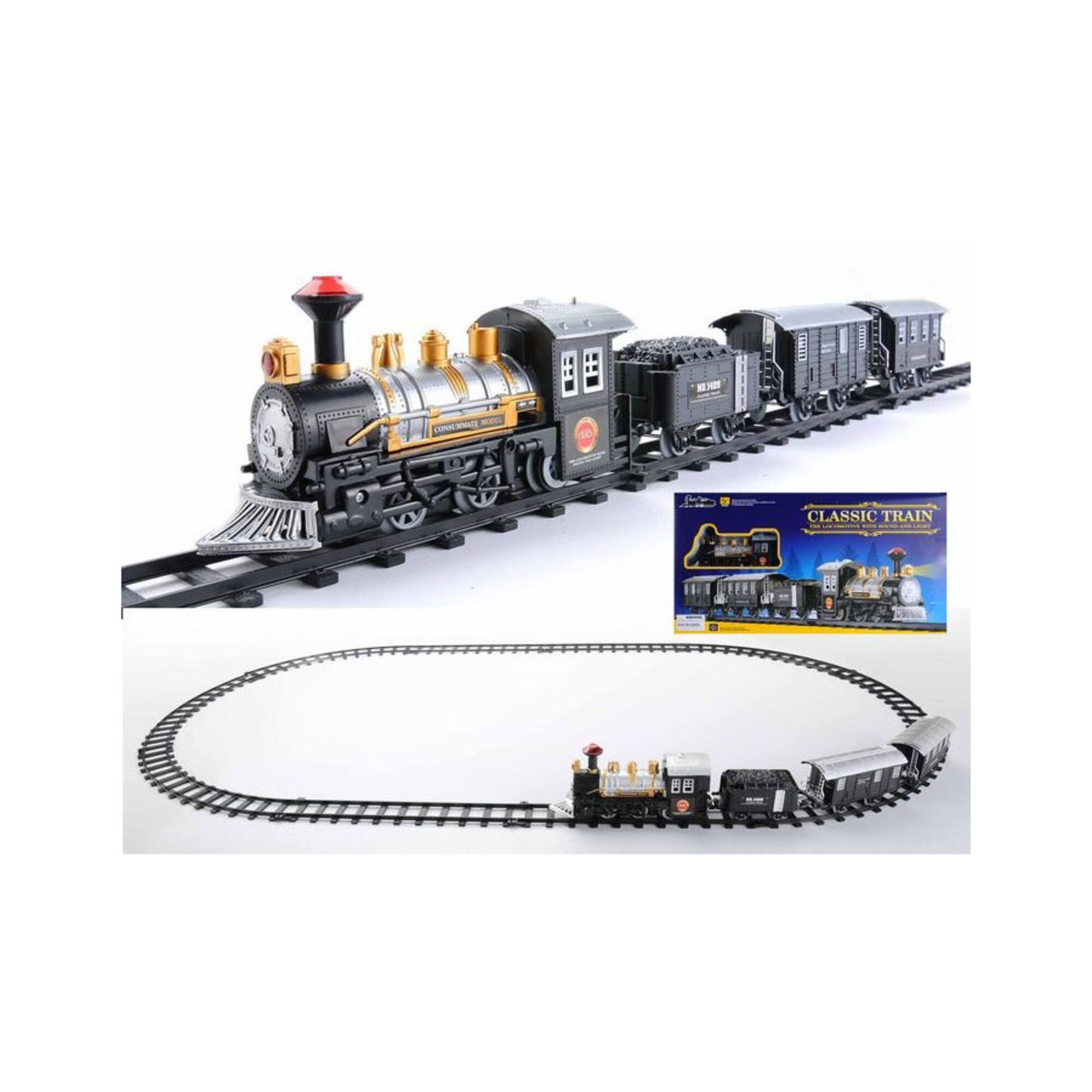 Black Lighted Animated Classic Train Set
